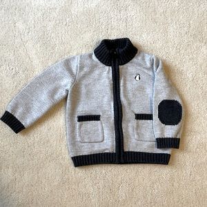 Janie & Jack toddler boys 12-18 mos zip up gray sweater